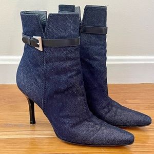 Stuart Weizmann Vintage Blue Denim Booties, Size 8